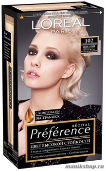 Стойкая краска для волос L'Oreal Paris Preference, тон Р102 Сверкающие переливы светло-светло русый жемчужный