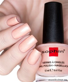 381 Sophin Лак для ногтей 12мл Amber Lights Бежево-персиковое желе с золотистым шиммером
