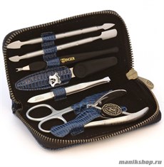 2779 Zinger Маникюрный набор «Кошелёк» MS-1301-1SM (цвет металла серебро матовое) 7предметов