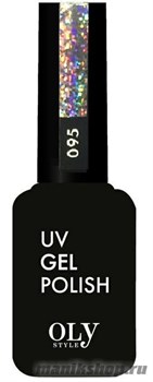 095 Oly Style Гель-лак для ногтей 10мл Серебристый глиттер