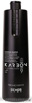 Echos Line Karbon 9 Charcoal Shampoo Угольный шампунь для волос, страдающих от хим. процедур и стресс-факторов 1000мл