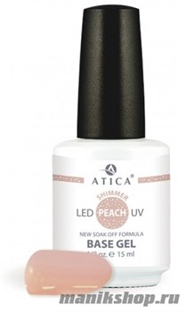 Atica BASE GEL База камуфлирующая с шиммером "Peach Shimmer" 15мл soak off