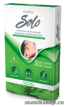 White Line Solo Восковые полоски для лица с алоэ-вера 12 полосок+ 2 салфетки