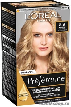 Стойкая краска для волос L'Oreal Paris Preference, тон 8.3 Канны