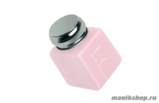 0663 RuNail Помпа для жидкости (непрозрачный пластик, с металлической крышкой, розовая)