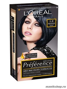 Стойкая краска для волос L'Oreal Paris Preference, тон 1.0 Неаполь Черный