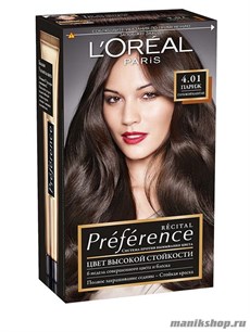Стойкая краска для волос L'Oreal Paris Preference, тон 4.01 Париж Глубокий каштан