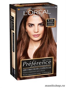 Стойкая краска для волос L'Oreal Paris Preference, тон 5.25 Антигуа Каштановый перламутровый