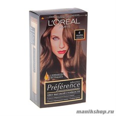Стойкая краска для волос L'Oreal Paris Preference, тон 6 Мадрид Темно-русый