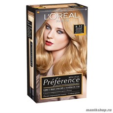 Стойкая краска для волос L'Oreal Paris Preference, тон 8.32 Берлин Светло-русый золотисто-перламутровый