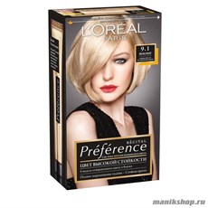 Стойкая краска для волос L'Oreal Paris Preference, тон 9.1 Викинг Очень светло-русый пепельный