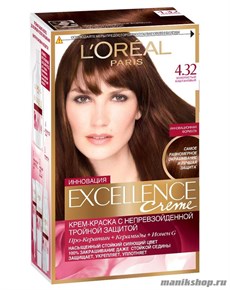 Краска для волос L'Oreal Paris Excellence, тон 4.32 Золотисто-каштановый