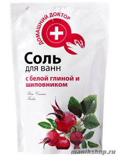 ЭЛЬФА Домашний Доктор Соль для ванн Белая глина и Шиповник 500гр Пакет