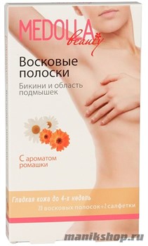 Medolla Восковые полоски бикини, подмышки 7,5*16см, 20шт + 2салфетки Ромашка