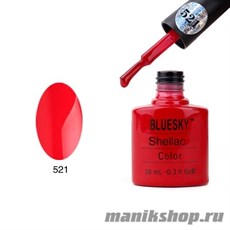 521 Bluesky Shellac Hollywood 10мл (ярко-красный с микроблестками, плотный)