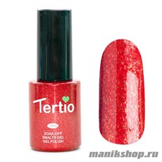 054 Гель лак Tertio 10мл Терракотово-красный со слюдой и блестками, плотный