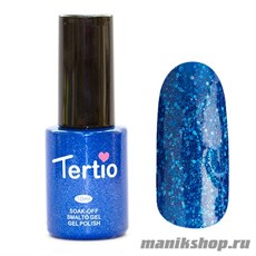 078 Гель лак Tertio 10мл Темный лазурный со слюдой и блестками, плотный