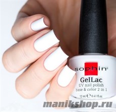 654 Sophin GelLac Гель-лак для ногтей без лампы 12мл  base&amp;color 2 в 1 (Ярко-белый)