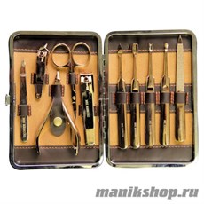 2884 Mertz Маникюрный набор 6050 коричневый HG (10предметов)