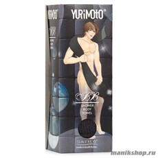 446 Satico YURIMOTO Мочалка массажная для глубокого очищения кожи ДЛЯ МУЖЧИН 28*100см ЧЕРНАЯ