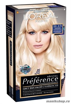 Стойкая краска для волос L'Oreal Paris Preference, тон 11.13 Ультраблонд бежевый