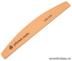 Planet Nails Пилка для ногтей широкая полукруглая 120/120 персиковая Mylar