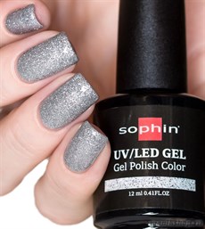 0743 Sophin UV/LED Гель-лак SILVER SPARKLES 12мл Серебряный шиммер на прозрачной основе