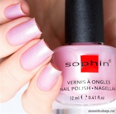 № 158 Sophin Лак для ногтей 12мл (Светло-розовый, холодный оттенок, с мелкими серебристыми блестк)