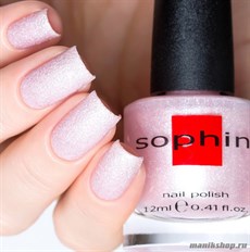 № 266 Sophin Лак для ногтей 12мл (Нежно-розовый, с серебряными блестками, текстура  жидкий песок )