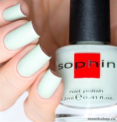 № 341 Sophin Лак для ногтей 12мл (Бледно-фисташковый. без блесток и перламутра, плотный)