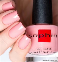 № 88 Sophin Лак для ногтей 12мл (Персиково-розовый, с серебряными микроблестками, полупрозрачный)