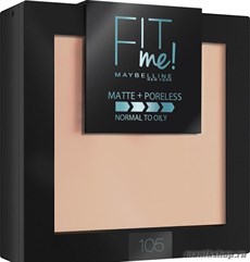 72856 Maybelline Пудра для лица "Fit Me" матирующая, скрывающая поры, тон 105 Натурально-бежевый