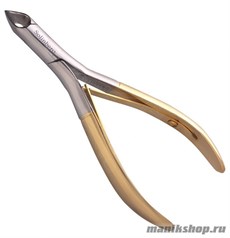 6327 Solinberg Кусачки для кутикулы 222-093z "Ручная заточка" золотые, двойная пружина, лезвия 5мм
