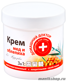ЭЛЬФА Домашний Доктор Крем Универсальный для лица, шеи и тела мульти- витаминный Мед и Облепиха 250мл
