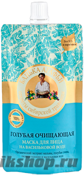 31213 БАНЬКА АГАФЬИ Маска Голубая очищающая для лица на васильковой воде 100мл пакет