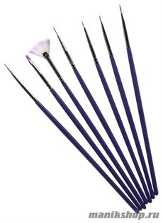 ZO Набор кистей для дизайна ногтей FBD-707 фиолетовый (7шт)