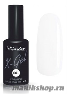 № 001 InGarden X-Gel Гель-лак для ногтей 8мл, тон насыщенный белый, плотный