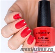 643 Sophin GelLac Гель-лак для ногтей без лампы 12мл  base&amp;color 2 в 1 (Красно-оранжевый с микроблеском) - фото 60048
