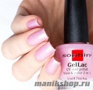 648 Sophin GelLac Гель-лак для ногтей без лампы 12мл  base&amp;color 2 в 1 (Светло-розовый с микроблеском) - фото 60058