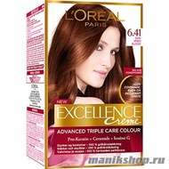 Краска для волос L'Oreal Paris Excellence, тон 6.41 Элегантный медный - фото 71808