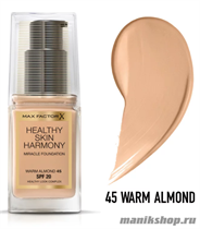 51362 Max Factor Тональная основа "Healthy Skin Harmony Miracle Foundation"  тон 45 warm almond - фото 90501