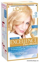 Краска для волос L'Oreal Paris Excellence, тон 01 Супер осветляющий русый натуральный - фото 95493